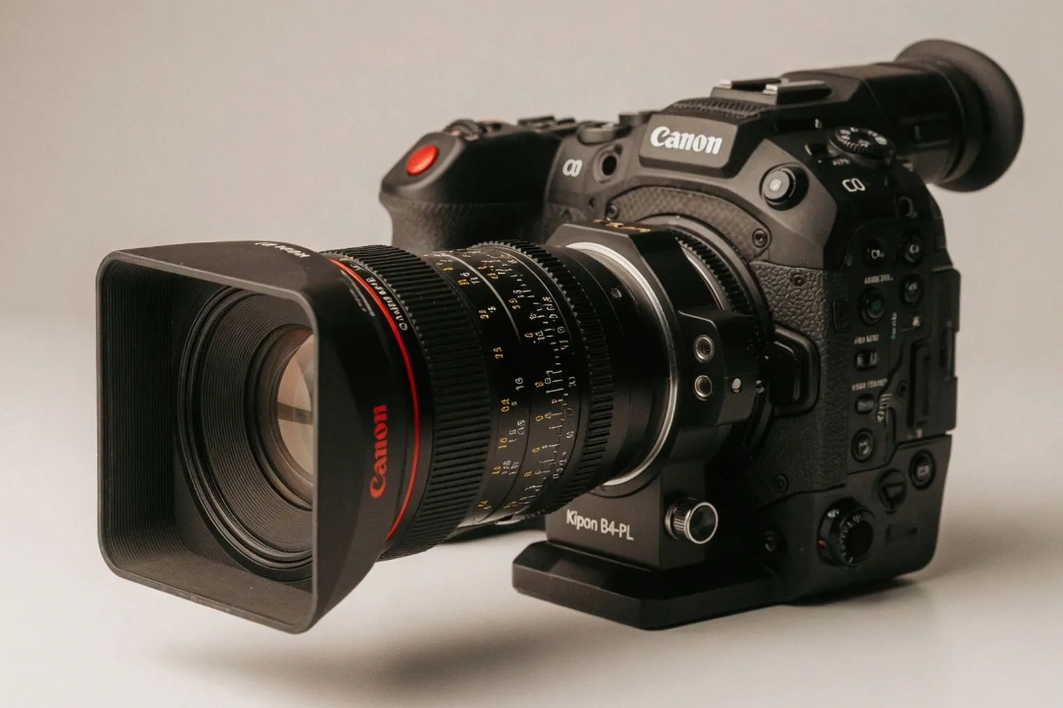 Canon C70 with Kipon B4 to PL adapter and Canon HJ Cinema Lenses